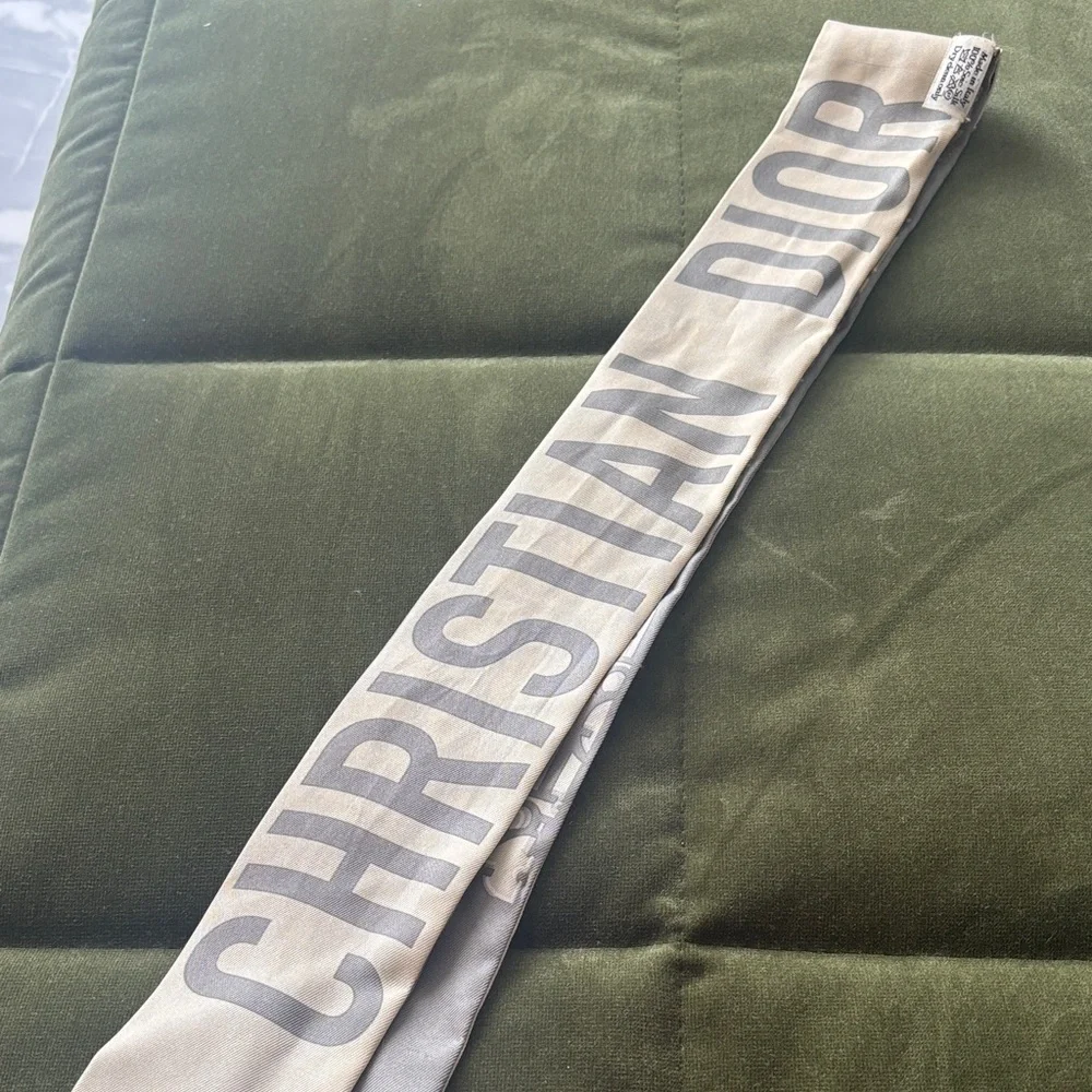 Dior Cream and Gray Silk Scarf
